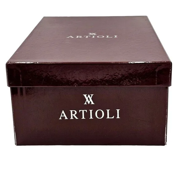 Italian Artioli Mens size 9 Smokey Brown Grey Leather Dress Shoes Luxury Oxfords - Picture 11 of 13